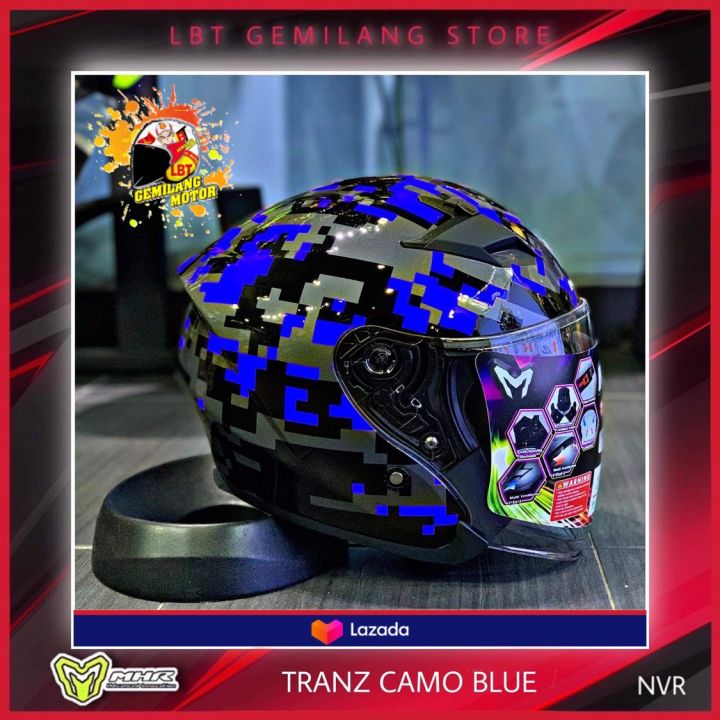 MHR Helmets NVR [CAMO BLUE] Open Face Helmet Xl Size Mhr Helmet