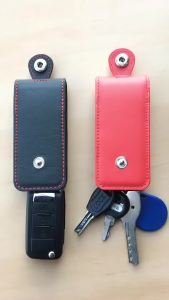 Car Key caseGenuine Leather Car Key Holder Keyring Bag for Remote Key Fob - Black