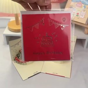 3D Pop-Up Birthday Greeting Card - LED Light-Up Cake Design Auto-Play Music Ideal Gift for Mom Wife Siblings & Friends