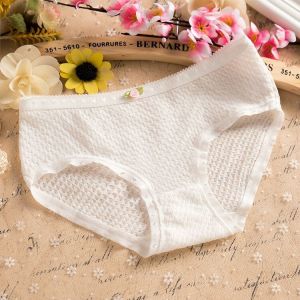 Pure Cotton 6 Pack 6 Underwear Female Pure Cotton Modal Plus Size White Black Student Mid Waist Girl Fat Panties