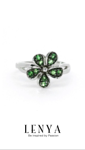 LENYA แหวนพลอยซาโวไรท์ เสริมความเจริญรุ่งเรือง ขนาด 1.50 มิล ตัวเรือนเงินแท้925 ชุบทองคำขาว