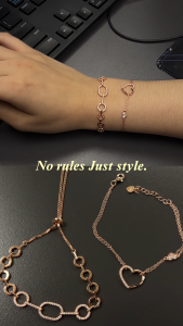MILLENNE Made For The Night Graduated Chain Loops Cubic Zirconia Rose Gold Bracelet with 925 Sterling Silver