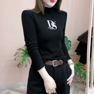 Womens Half Turtleneck Dralon Bottoming Shirt 2024 New Arrival Autumn Fashion Western Style Fashion Belly Covering Slim Looking Top Shirt
