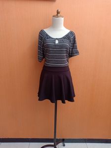 atasan kaos wanita abu tua EMERSON cewek L XL blouse santai jumbo