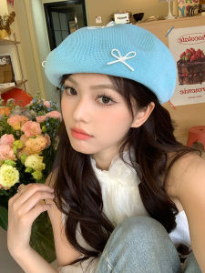 Korean Style Cute Butterfly Knot Decorative Beret Hat Womens Summer Thin New Large Head Circumference Y2K Painter Cap