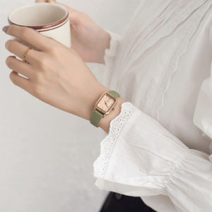 Goder Square Quartz Watch for Women Simple Elegant Leather Strap Student Fashionable Chinese Brand Alloy Case Mineral Glass