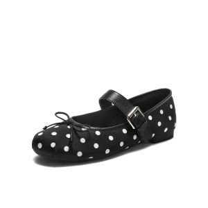 Belle | Dotted French Bow Mary Jane Flats
