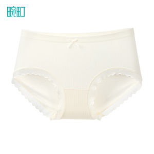 Sweet Floral Embroidery Seamless Antibacterial Silk Crotch Womens Underwear Comfortable mid Waist Triangle Panties