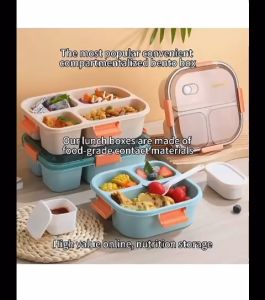 Kotak Makan Plastik Anti Campur Lunch Box 3 Sekat Tempat Bekal Makan Siang