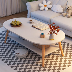 Elegant Multi-Functional Square Coffee Table with Open Storage Shelves and Wooden Legs