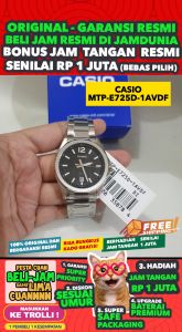 CASIO ORIGINAL - CASIO MTP-E725D-1AVDF - MEN NG - STAINLESS STEEL - Silver - Jam dunia JD18ST