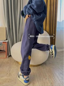 Plus Size 150.00kg K-style Ankle-Tied Sweatpants Female Plus Size Ladies Fall and Winter High Waist Loose Sports and Leisure Straight-Leg Trousers Ins