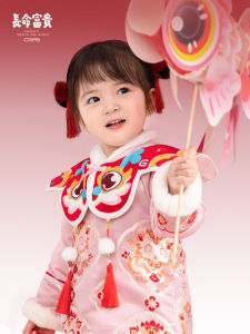 Longevity And Wealth Baby Girls Cheongsam Dress Embroidered Autumn Winter Childrens Traditional Chinese Style Clothing