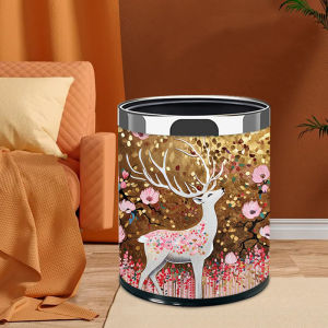 Luxury Artistic Double Layer Home Kitchen Living Room Trash Can Storage Bucket Elegant Hygiene Paper Basket Leather Shell
