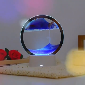 RGB 16 Colors 3D Moving Sand Art Frame LED Sandscape Lamp Hourglass Night Light Deep Sea Lands