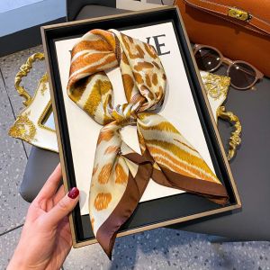 Luxury summer sun protection matching shirt neck scarf thin faux silk small square scarf womens scarf