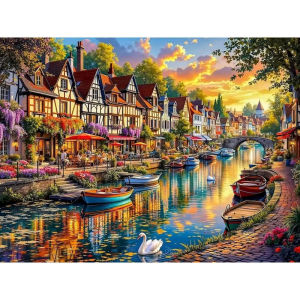500/1000/1200/2000PCS Jigsaw Puzzle Peaceful Beautiful Town Landscape Scenery For Adults Family Fun Relaxing Brain Teaser Gift
