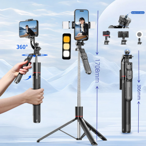Selfie Stick 1.7 Meter Ultra Long Stretch Portable debounce Phone Holder Bluetooth Remote With Fill light Tripod Stand For Live
