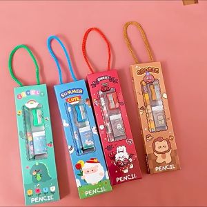 Ready Stock 5 in 1 Stationery Pencil Set Student Kid Children Pensel Murah Budak Alat Tulis Sekolah Kanak Anak Hadiah 学生卡通铅笔套装文具礼物