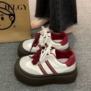 IELGY 2025 New Years Ancola Red Womens Platform New Student Versatile Niche Retro Casual Sneakers