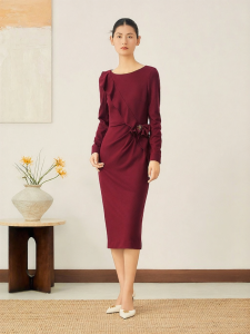 YINER | Autumn Australian Merino Wool Lace Tulip Dress