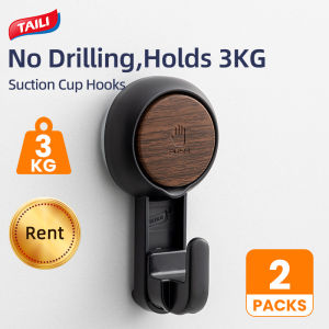 TAILI 2-Piece Suction Cup Hooks Vintage-Style Hooks No Drilling Required Heavy-Duty Load Capacity No-Trace Door-Back Clothes Hooks Kitchen & Bathroom Adhesive Hooks Waterproof & Moisture-Proof