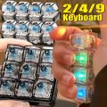 Relaxing DIY Keyboard Fidget Keychain Keys Button Keycap 2/4/9Keys Relief Stress Pinch Luminous Pendant Bag Decor. 