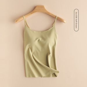 Miiow | Ice Silk Strap Vest Womens Inner Wear Pad Included Breathable Seamless Summer Anti-Light Prevent Side Breast Exposure Beautiful Back