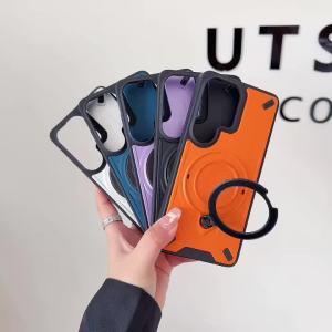 For Magsafe Magnetic Case For Samsung Galaxy S26 Ultra S25 S23 S24 Ultra Shockproof Armor Wireless Charge Rotating Bracket Cover