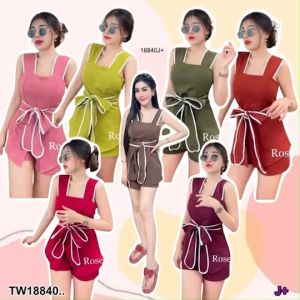 ชิ้น เสื้อแขนกุด กางเกงขาสั้น โบว์ผูกเอว - Set 2 ที่นี่