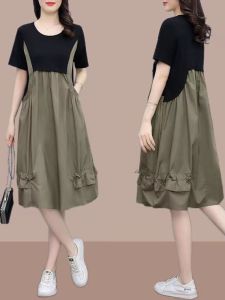 Mid Length Loose Fashion Dress for Women 2024 Summer New Style Large Size Slimming Effect Casual Work Clothing Pullover