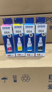 1SET TINTA PRINTER EPSON 664 ORIGINAL FOR L100 L110 L120 L360 ISI 4 WARNA