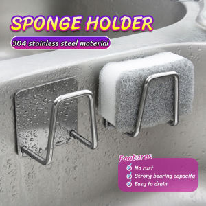 Jozoo 304 Stainless Steel Sink Sponges Holder Self Adhesive Drain Drying Rack Kitchen Wall Hooks