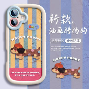 Full Cover Oppo Phone Case Cartoon Sausage Dog Striped Pattern Cute Personalized Silicone Shell Protective Cover for Women