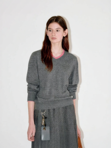Fano | Áo Sweater V-Neck Màu Block Phong Cách Thường Ngày Dành Cho Phụ Nữ Cao Bé Mới Mùa Xuân