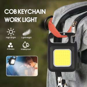 Portable LED Light USB Rechargeable Pocket Flashlight Mini Keychains Work Lamp 500 Lumens Work Light Super Bright Corkscrew Keychain Light torch light Outdoor Camping Light Emergency Light Market Lights