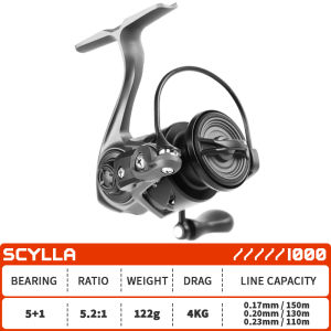 Mavllos SCYLLAII Ultra Light Spinning Reel 122g Carbon Frame 5.2:1 Gear Ratio 4kg Drag Micro Lure Fishing Reel for Trout Bass