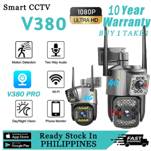 BUY 1 TAKE 1 V380 PRO CCTV Camera Dual Lens Wifi Connect Outdoor Dual Screens Night Vision Surveillance 360 CCTV HD 1080P Two-Way Audio IP Security Cameras With 4G Card