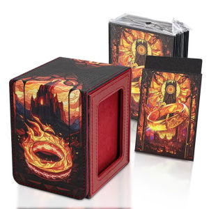 Card Deck Box Display Window with TCG Pattern Print Card Sleeves 105CT Holds 100+ Double-Sleeved Cards Clear Front66x91mm