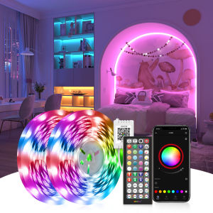(Delivered 1-3days) aiopp LED Light Strip Music Synchronized Color Changing RGB5050 App Remote Control 5M 10M 15M 20M 30M 40M