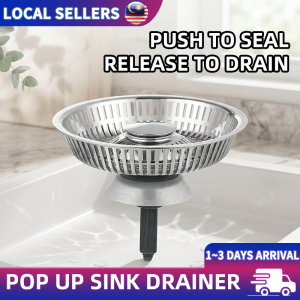 Upgraded Sink Drain Plug | Push Button Leak-Proof Catcher with ABS Filter Basket | Easy Installation Sink Accessory