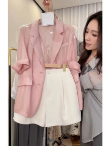 DANTING | Height-enhancing Petite Womens Fashion Pink Suit Shorts Set