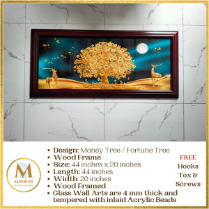 Money Tree Wall Decor Wood Frame 44 inches x 20 inches