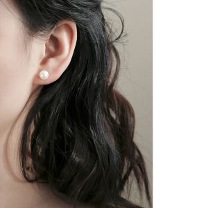 Pure Silver Natural Freshwater Purple Pearl Stud Earrings for Women Korean Style Simple Ear Cuff Fresh out Fashion Jewelry