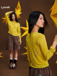 JNXS | Airy Breathable Tencel Print Long Sleeve Tee
