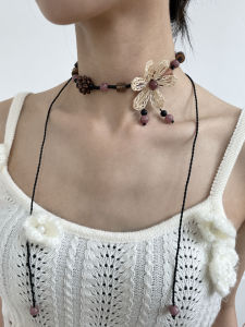 สร้อยคอลูกปัดดอกไม้บรรยากาศโบฮีเมียนปรับได้ สไตล์จีนใหม่ ชนเผ่า สไตล์ เสื้อสเวตเตอร์ โซ่ ทันสมัย หลากหลาย อุปกรณ์เสริม