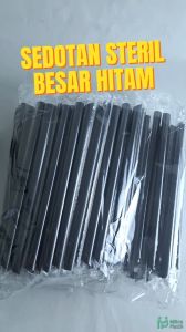 Sedotan Steril Bungkus Plastik Hitam Besar Boba 12 mm 21 cm isi 100 Pcs Runcing Higenis Bubble