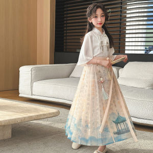 Princess Style Girls Hanfu Dress Summer New Arrival Childrens Traditional Chinese Costume Horse Tailed Skirt Ethnic Fashion