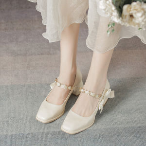 Giày Da Nhỏ Mary Jane Cổ Điển Giày Đơn Kiểu Pháp Tiên Nữ Gót Cao Vừa Dịu Dàng Mẫu Mới Xuân Thu 2022 Nữ Giày Lười Da Mềm