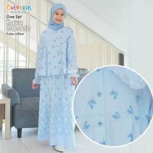(10-14 tahun) GD 950 Baju Setelan Tunik Rok Anak Remaja Katun One Set Kava Biru by Cutetrik